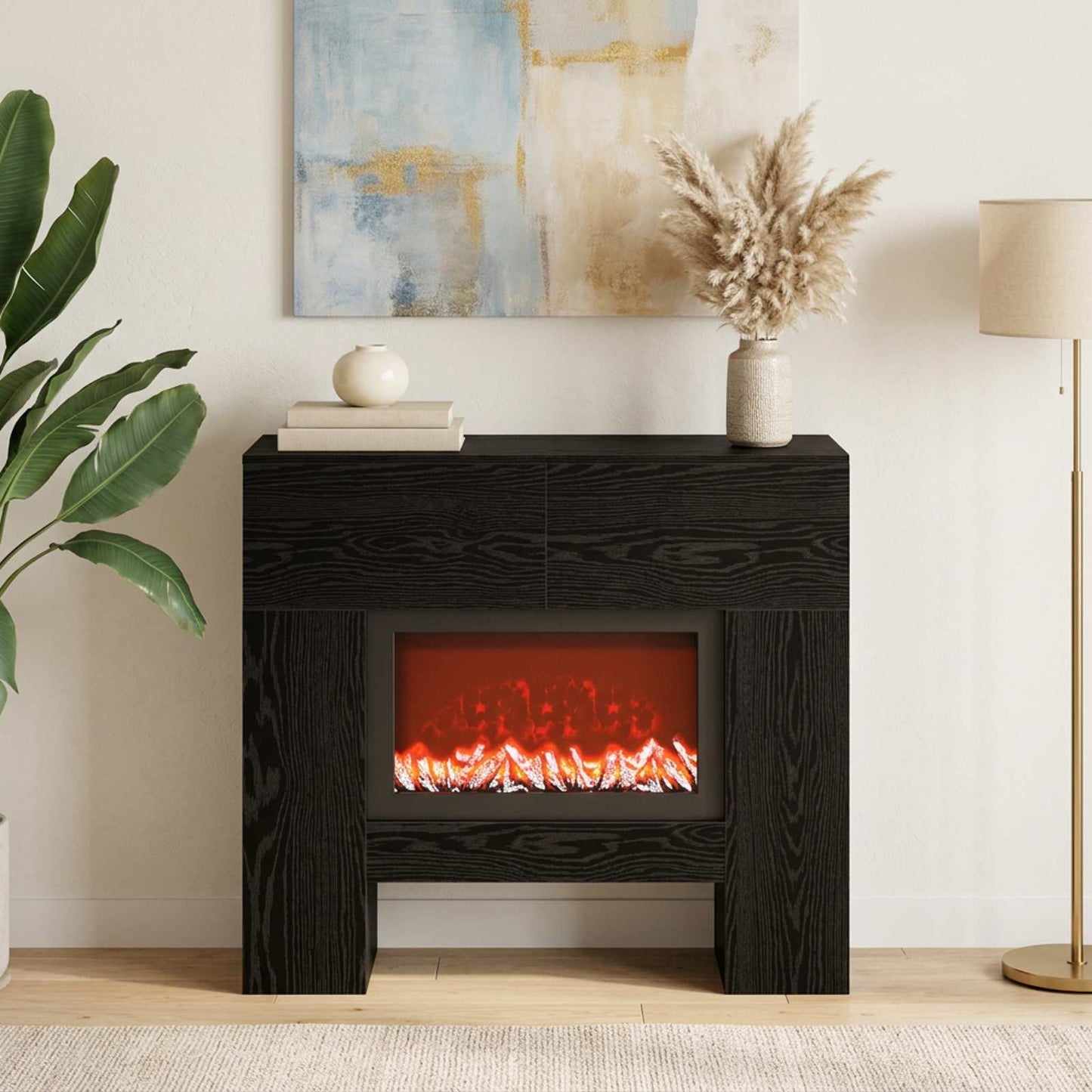 vidaXL Ηλεκτρικό τζάκι Μαύρη Δρυς 100 x 24,5 x 90 cm