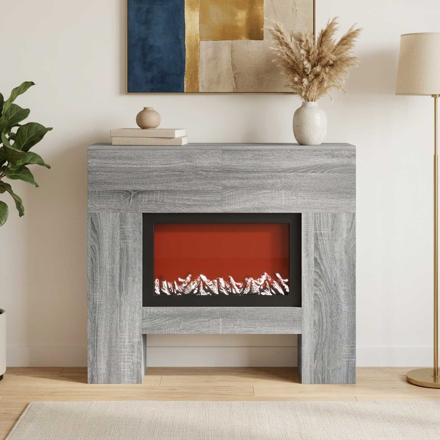 vidaXL Ηλεκτρικό τζάκι Γκρι Sonoma 100 x 24,5 x 90 cm