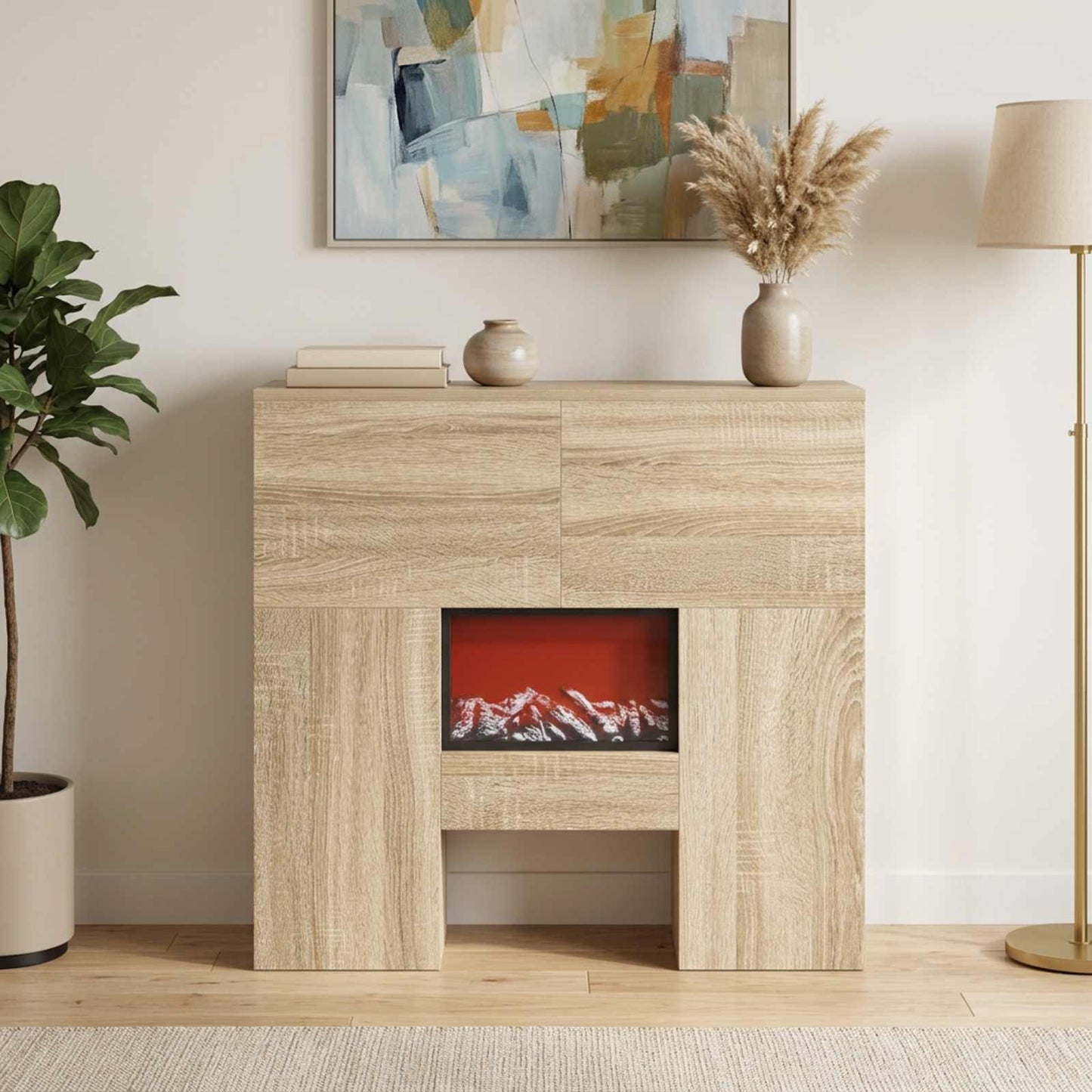 vidaXL Ηλεκτρικό τζάκι Sonoma 75 x 24,5 x 75 cm Επεξεργασμένο ξύλο