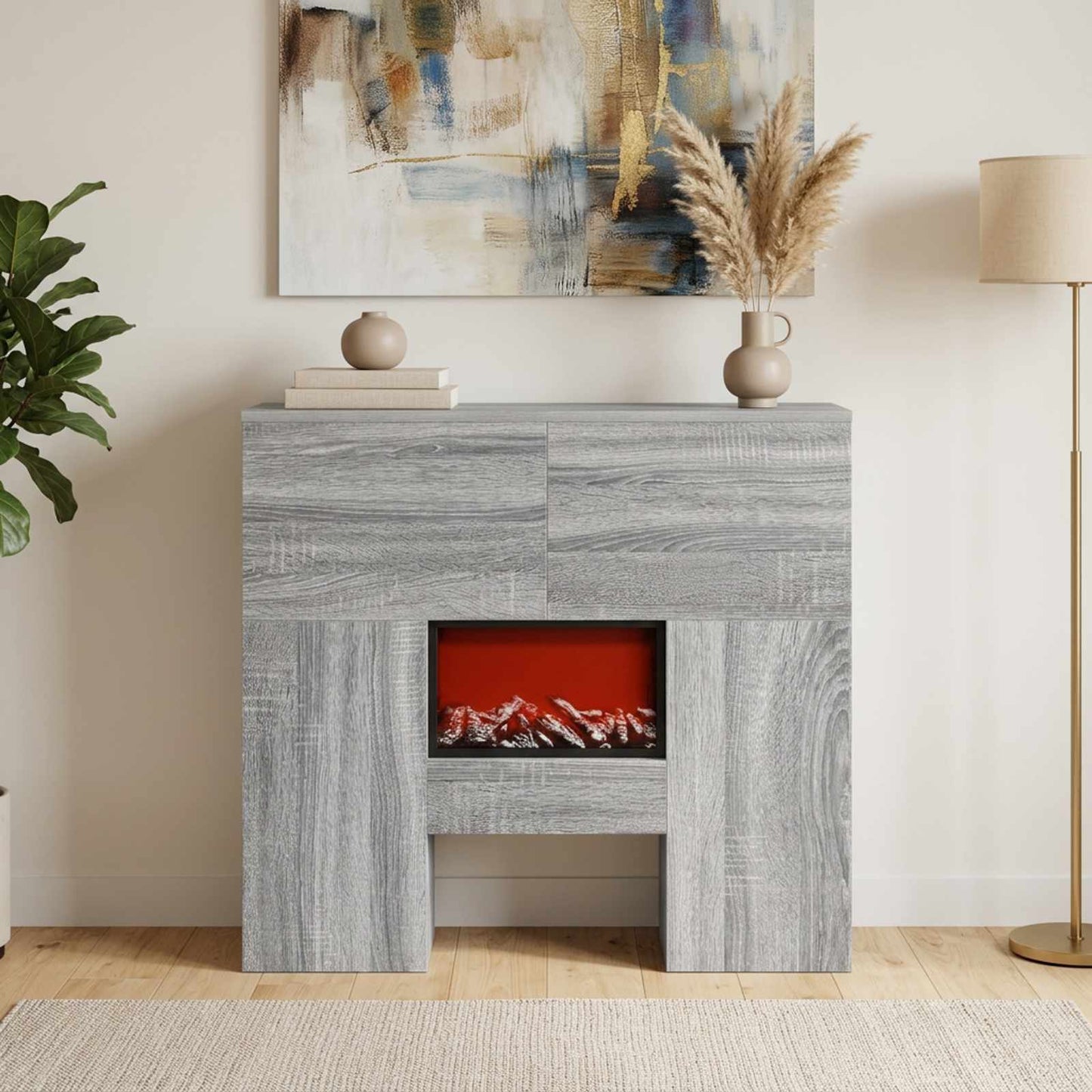 vidaXL Ηλεκτρικό τζάκι Γκρι Sonoma 75 x 24,5 x 75 cm
