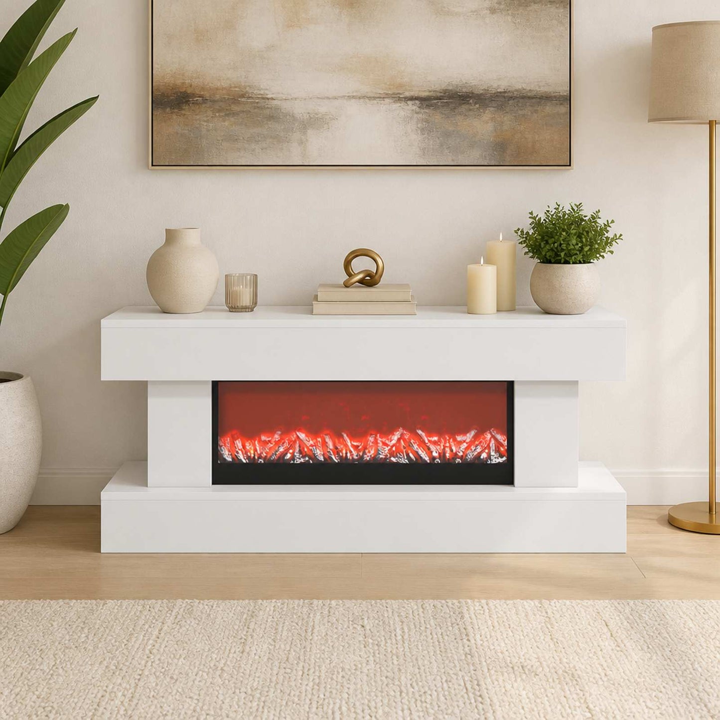vidaXL Ηλεκτρικό τζάκι Λευκό 100 x 30 x 44 cm Επεξεργασμένο ξύλο