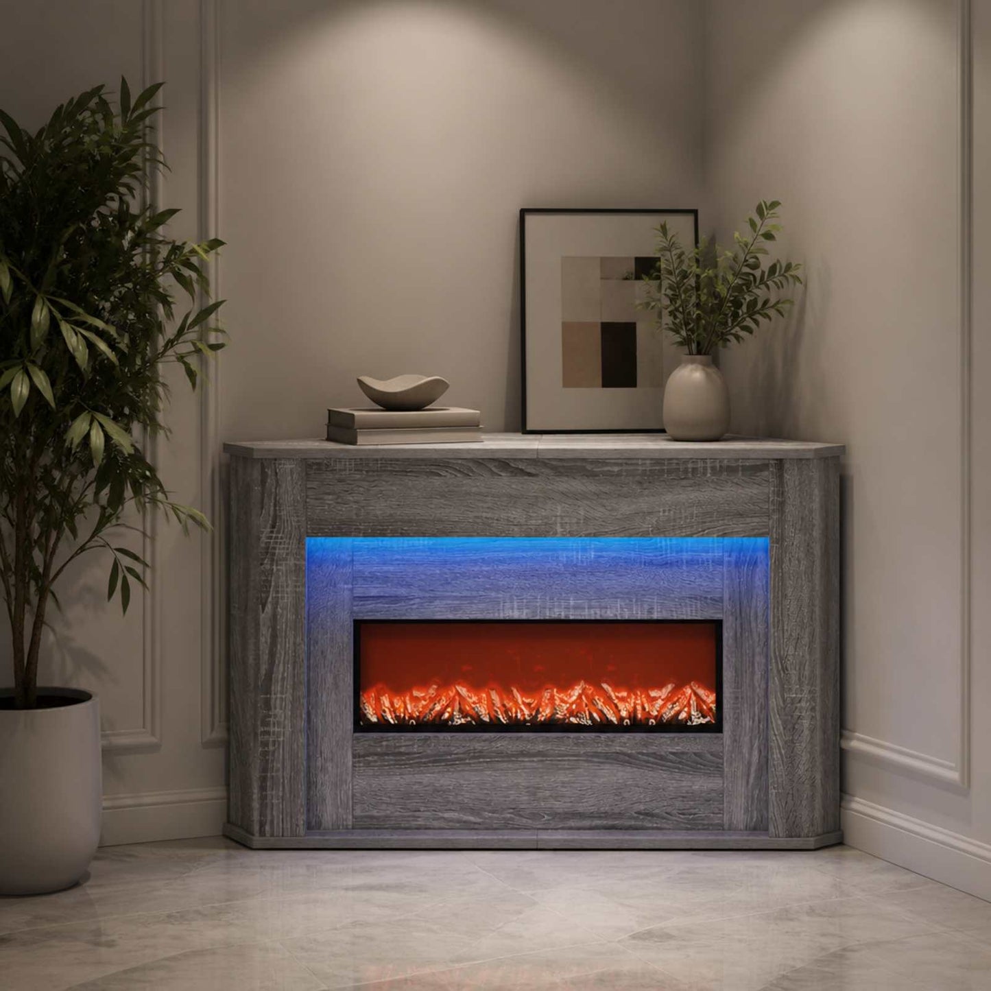 vidaXL Τζάκι με ταινία LED Γκρι Sonoma 95 x 42,5 x 60 cm