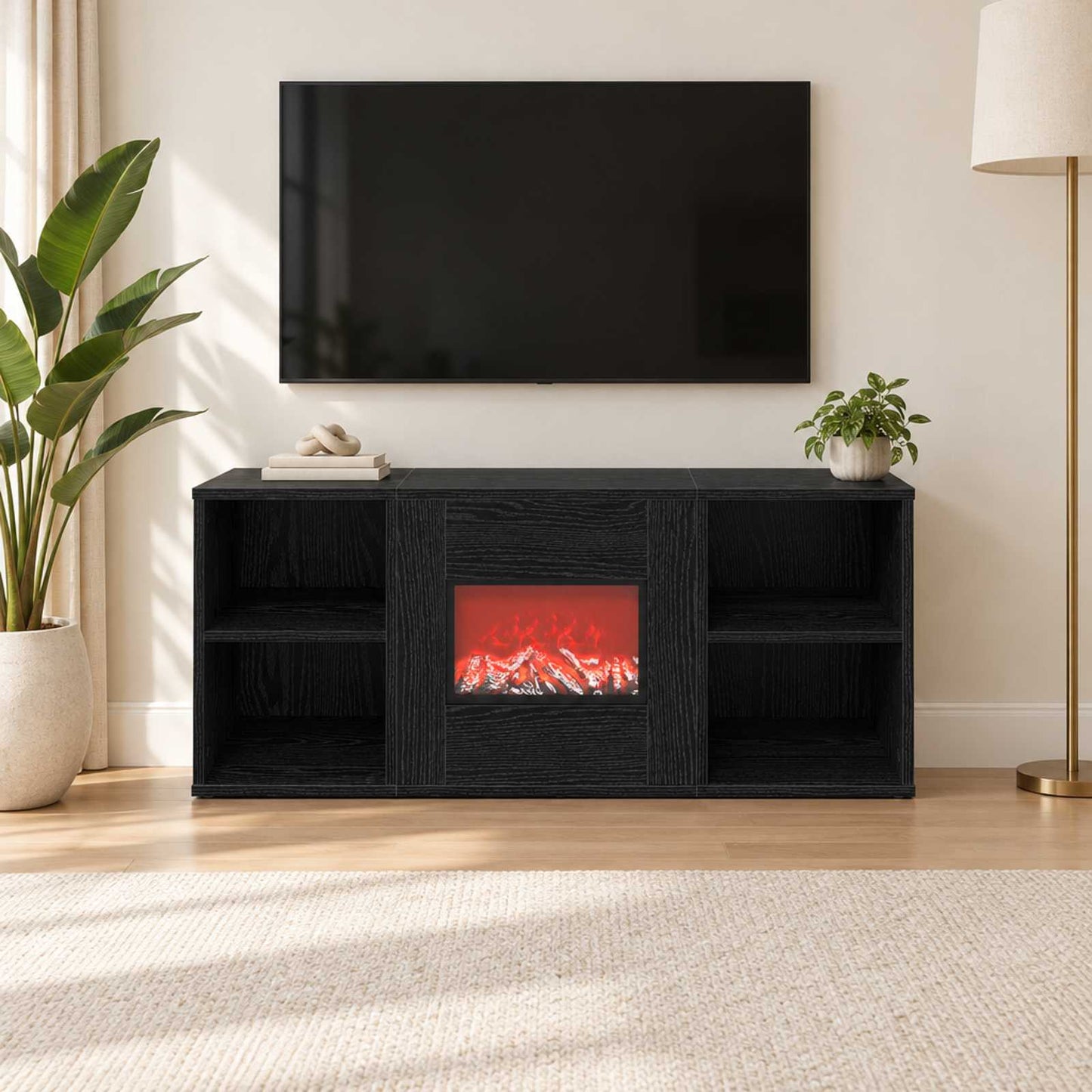 vidaXL Ηλεκτρικό τζάκι Μαύρη Δρυς 100 x 37 x 45,5 cm