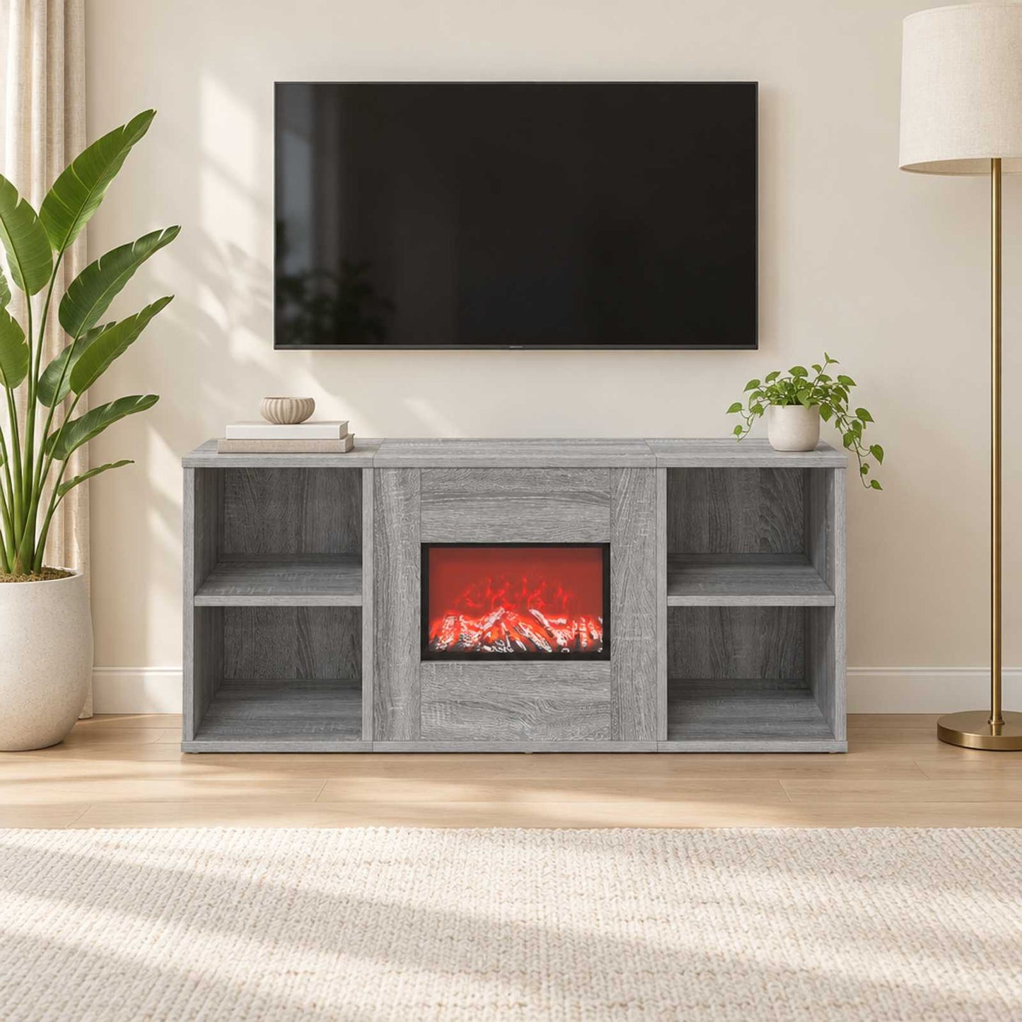 vidaXL Ηλεκτρικό τζάκι Γκρι Sonoma 100 x 37 x 45,5 cm