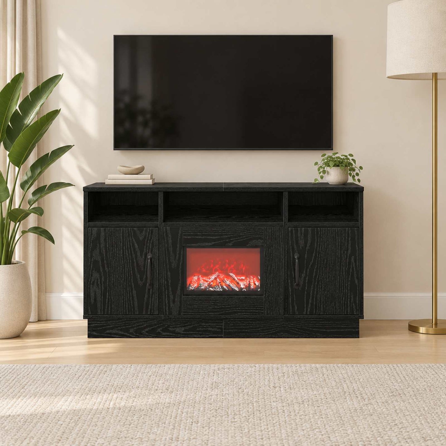 vidaXL Ηλεκτρικό τζάκι Μαύρη Δρυς 100 x 33 x 55 cm Επεξεργασμένο ξύλο