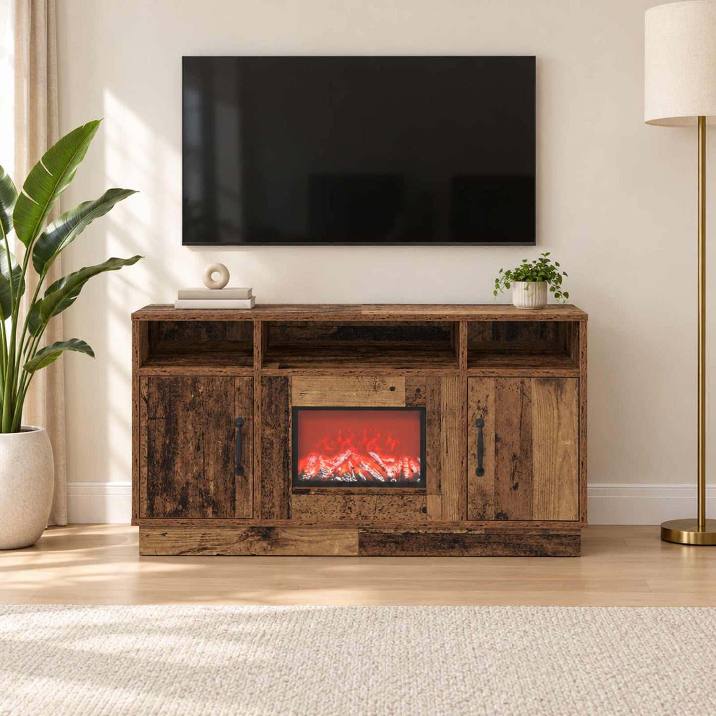 vidaXL Ηλεκτρικό τζάκι Παλαιωμένο ξύλο 100 x 33 x 55 cm