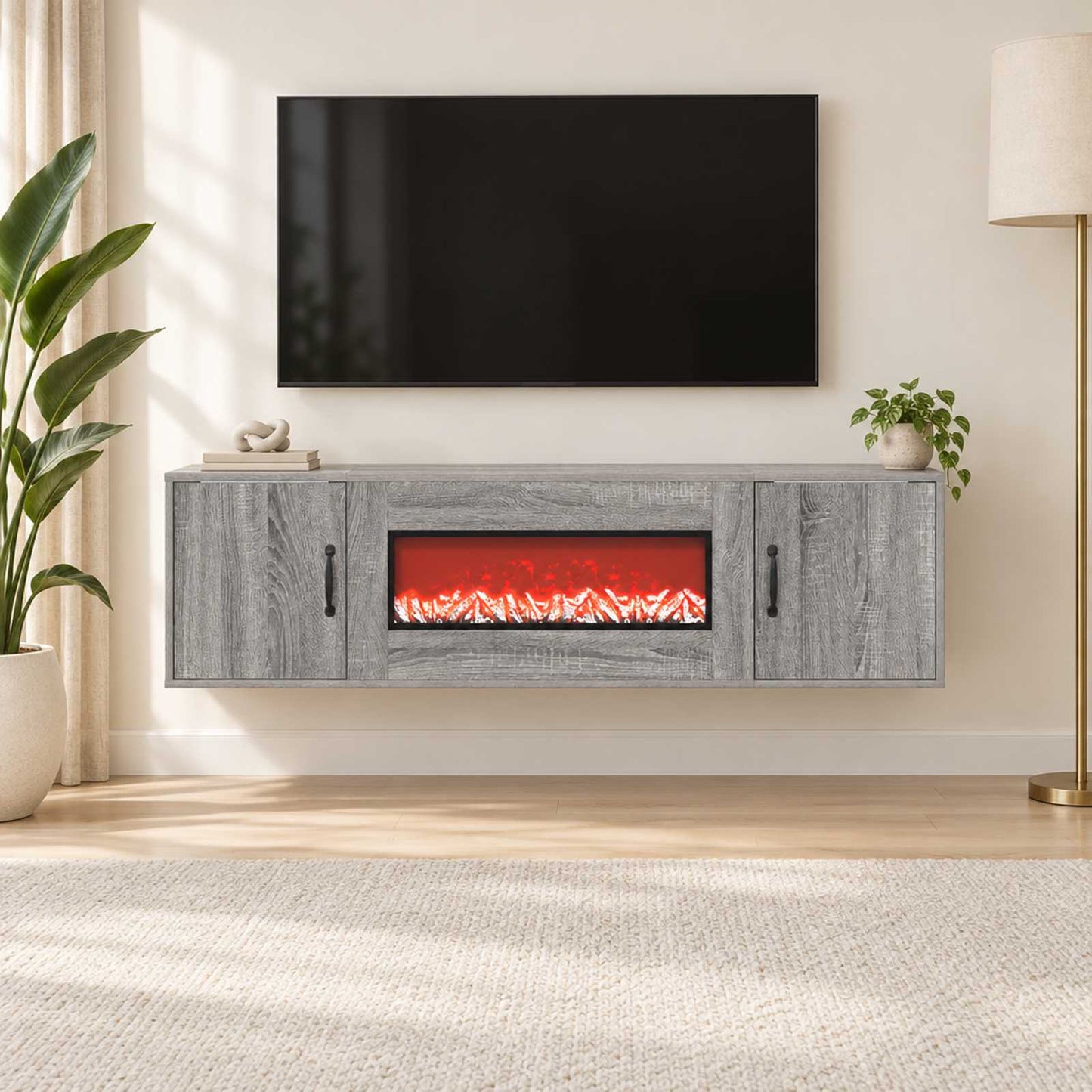 vidaXL Ηλεκτρικό τζάκι Γκρι Sonoma 140,5 x 30 x 39 cm