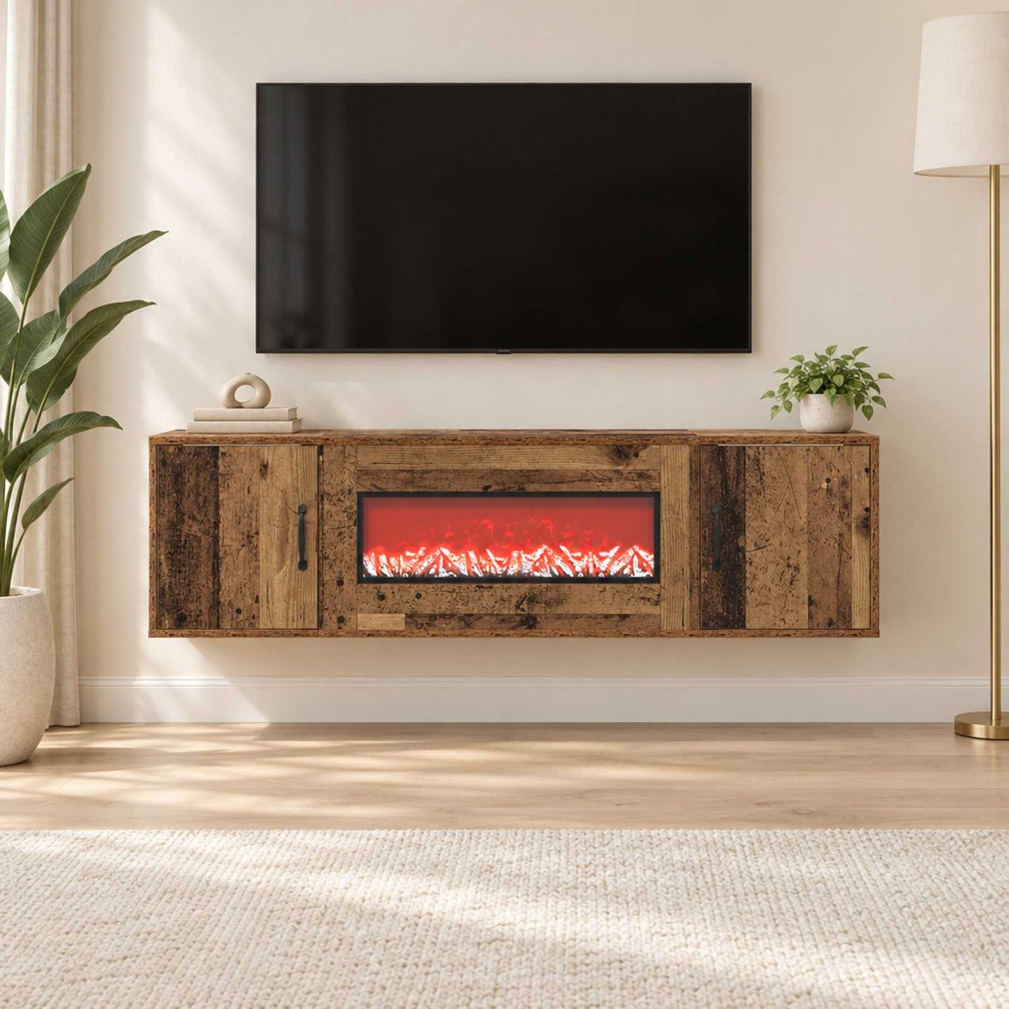vidaXL Ηλεκτρικό τζάκι Παλαιωμένο ξύλο 140,5 x 30 x 39 cm