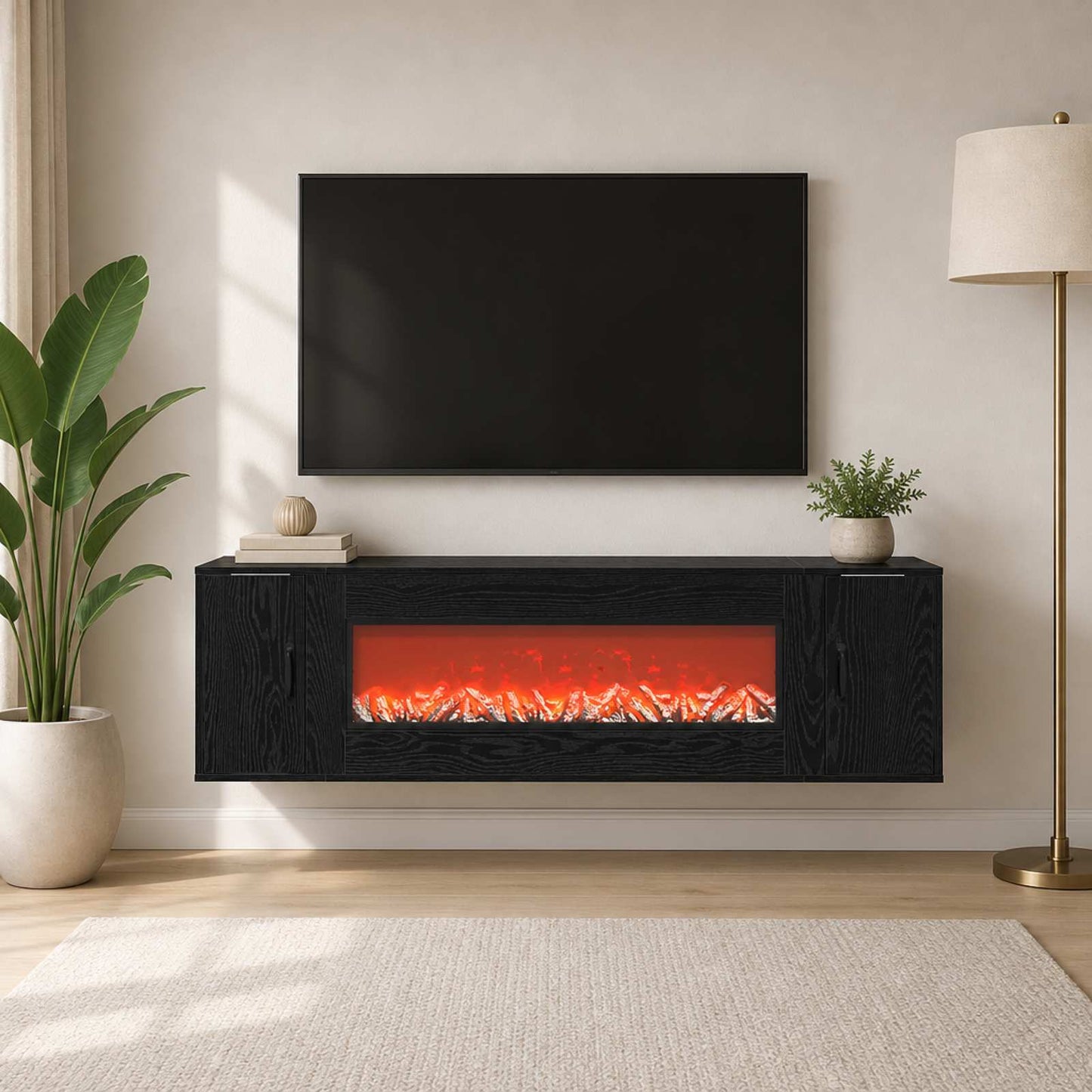 vidaXL Ηλεκτρικό τζάκι Μαύρη Δρυς 155 x 30 x 44 cm Επεξεργασμένο ξύλο