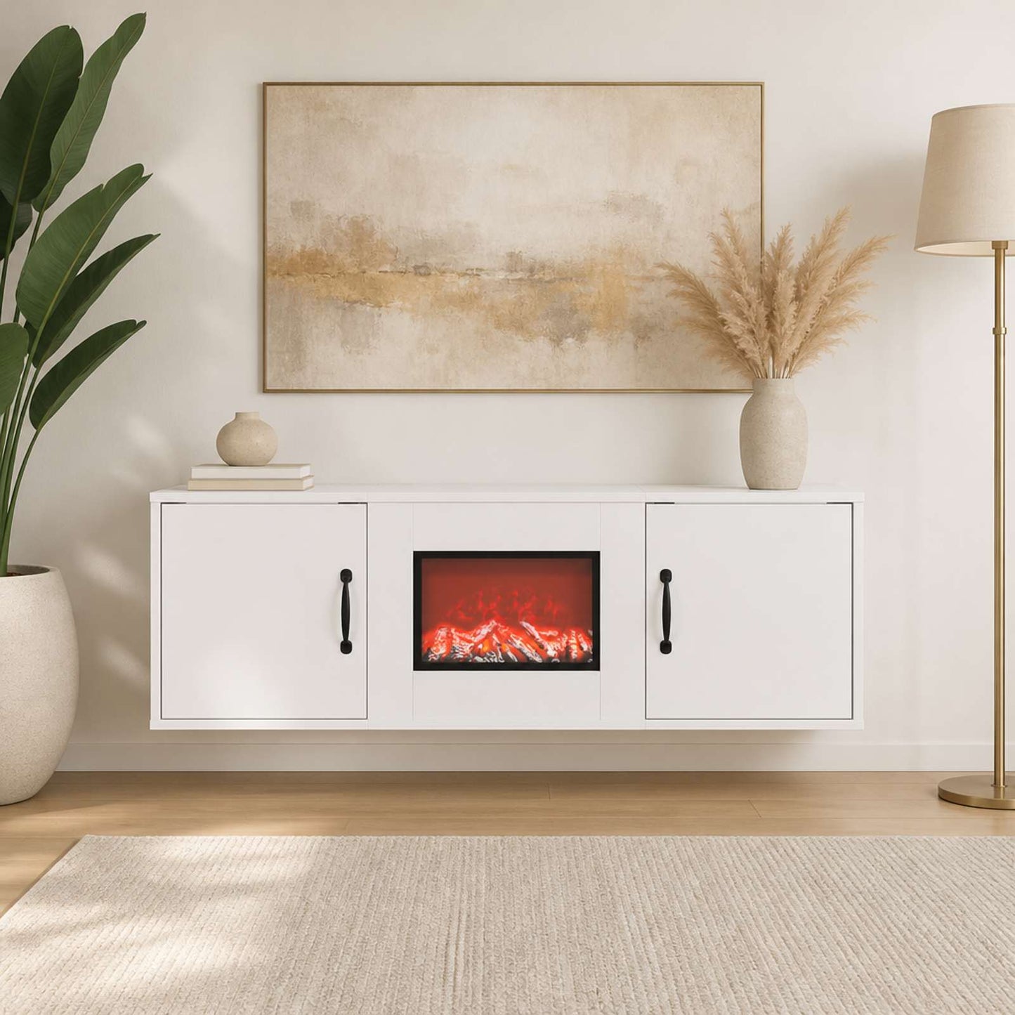 vidaXL Ηλεκτρικό τζάκι Λευκό 110 x 30 x 36,5 cm Επεξεργασμένο ξύλο