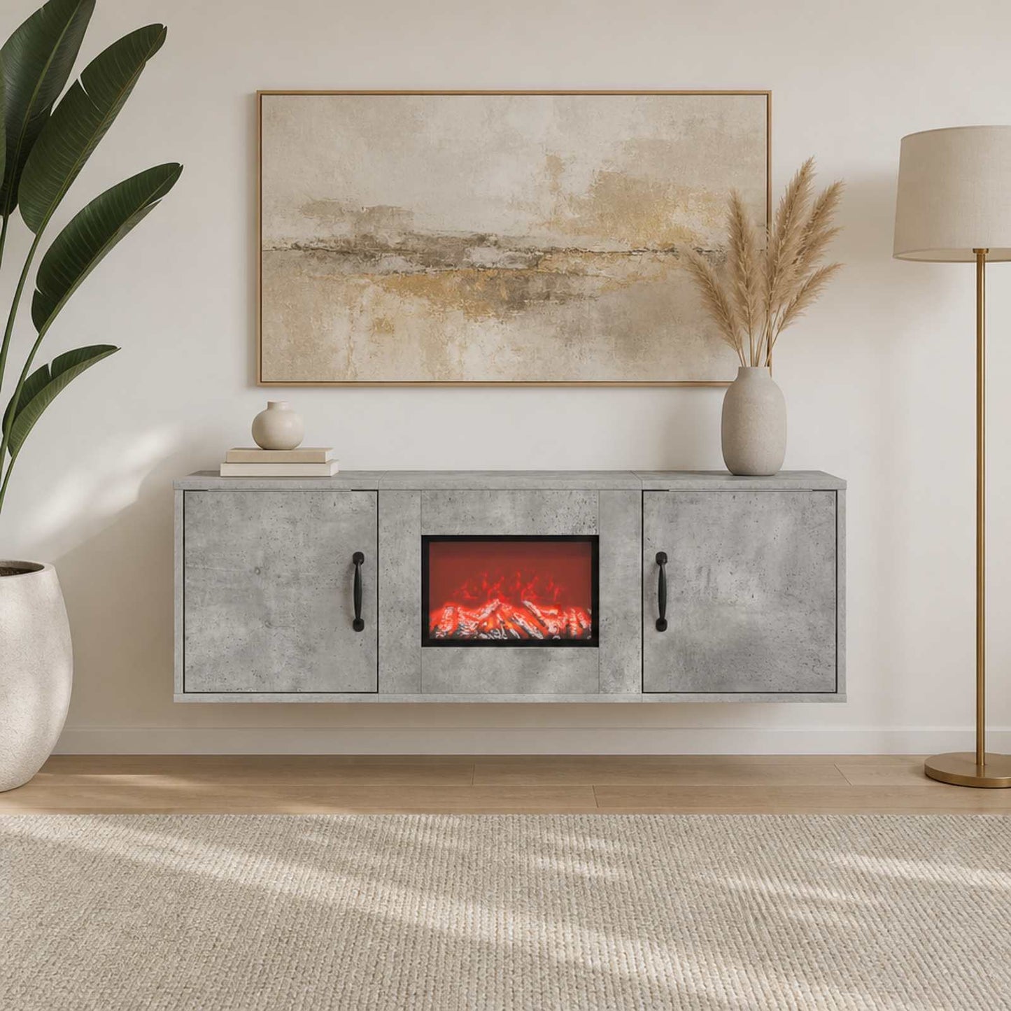 vidaXL Ηλεκτρικό τζάκι Σκυρόδεμα 110 x 30 x 36,5 cm Επεξεργασμένο ξύλο