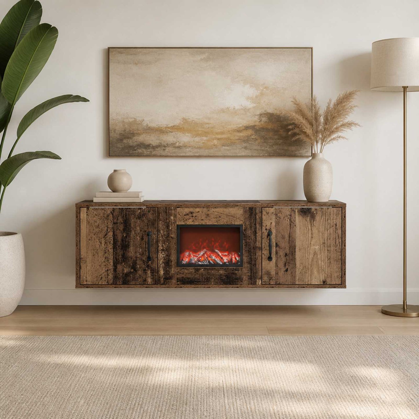 vidaXL Ηλεκτρικό τζάκι Παλαιωμένο ξύλο 110 x 30 x 36,5 cm