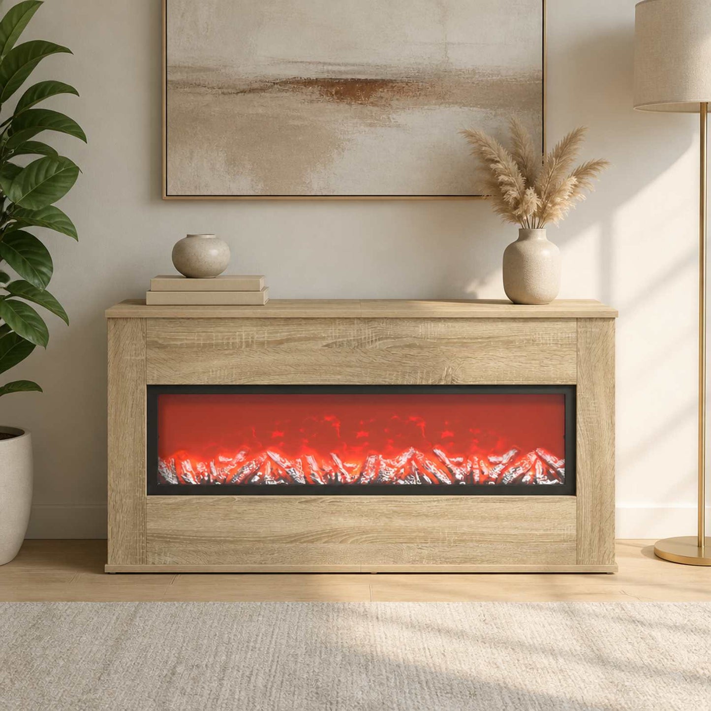 vidaXL Ηλεκτρικό τζάκι Sonoma 114 x 18 x 58,5 cm Επεξεργασμένο ξύλο