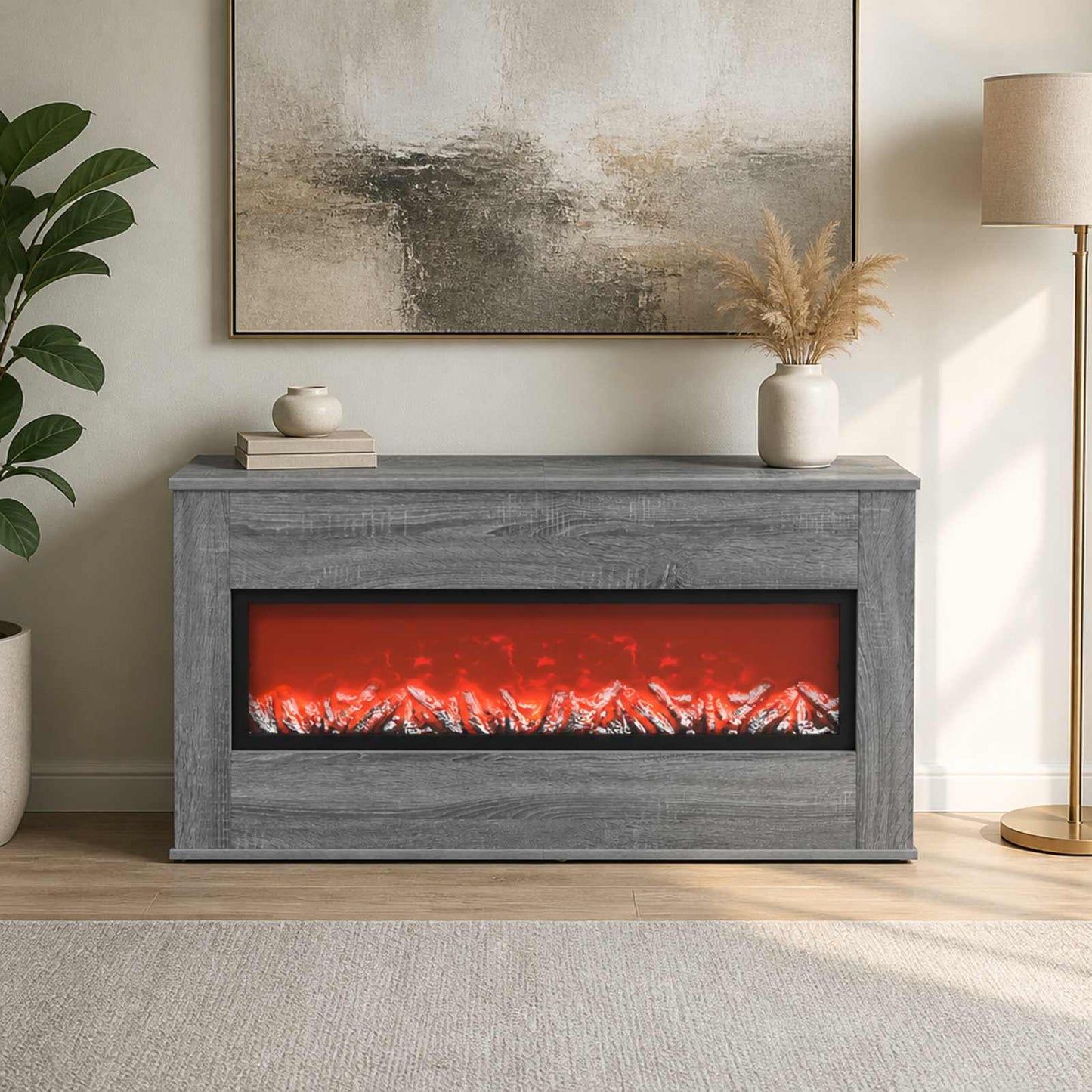 vidaXL Ηλεκτρικό τζάκι Γκρι Sonoma 114 x 18 x 58,5 cm