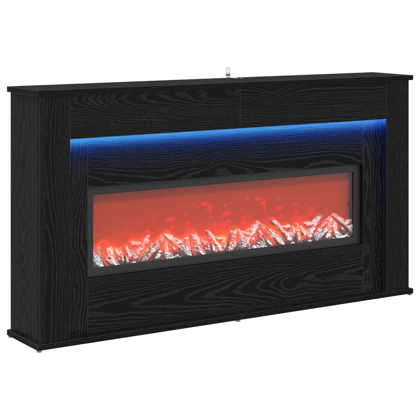 vidaXL Τζάκι με ταινία LED Μαύρη Δρυς 130 x 20 x 69,5 cm