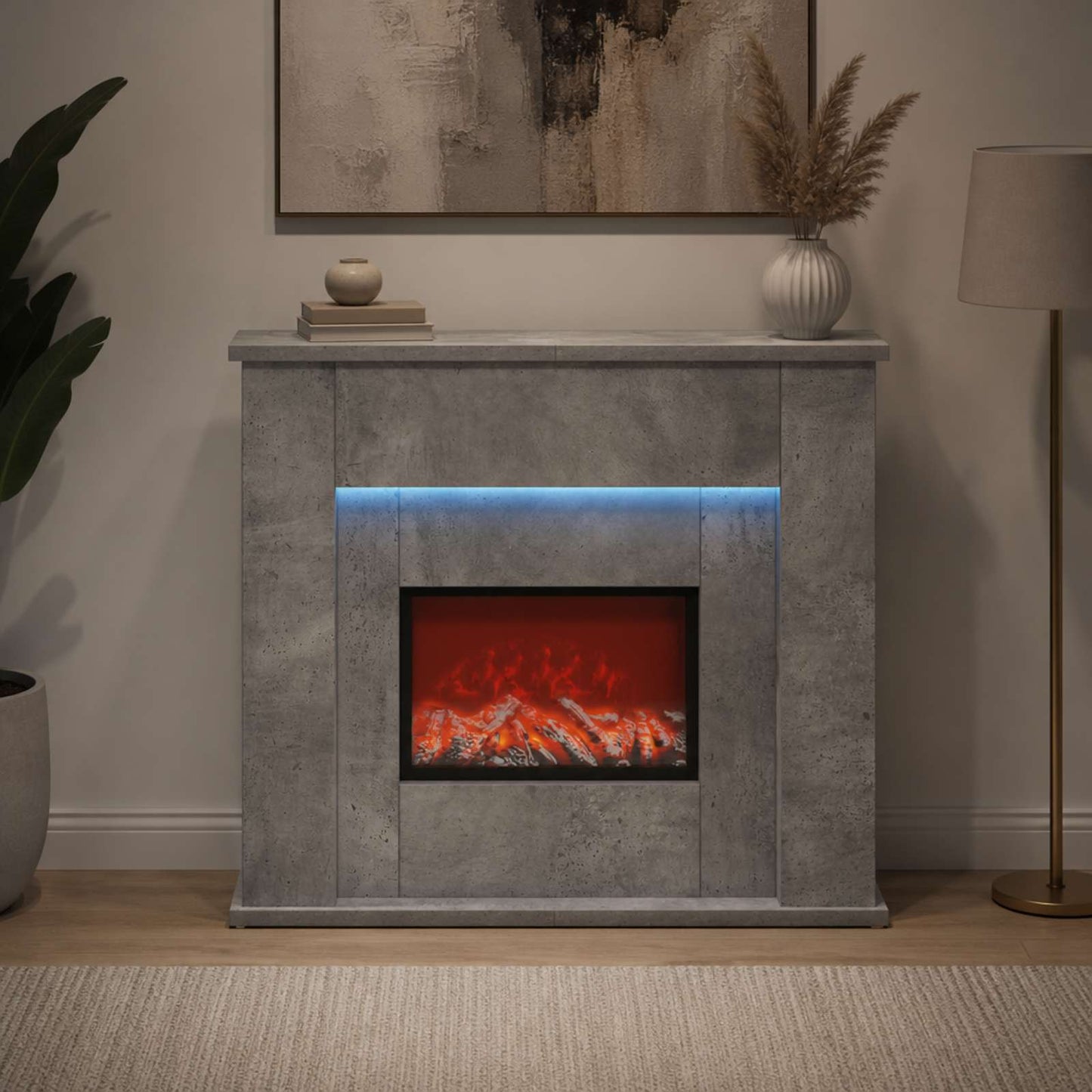 vidaXL Τζάκι με ταινία LED Σκυρόδεμα 63 x 20 x 54,5 cm