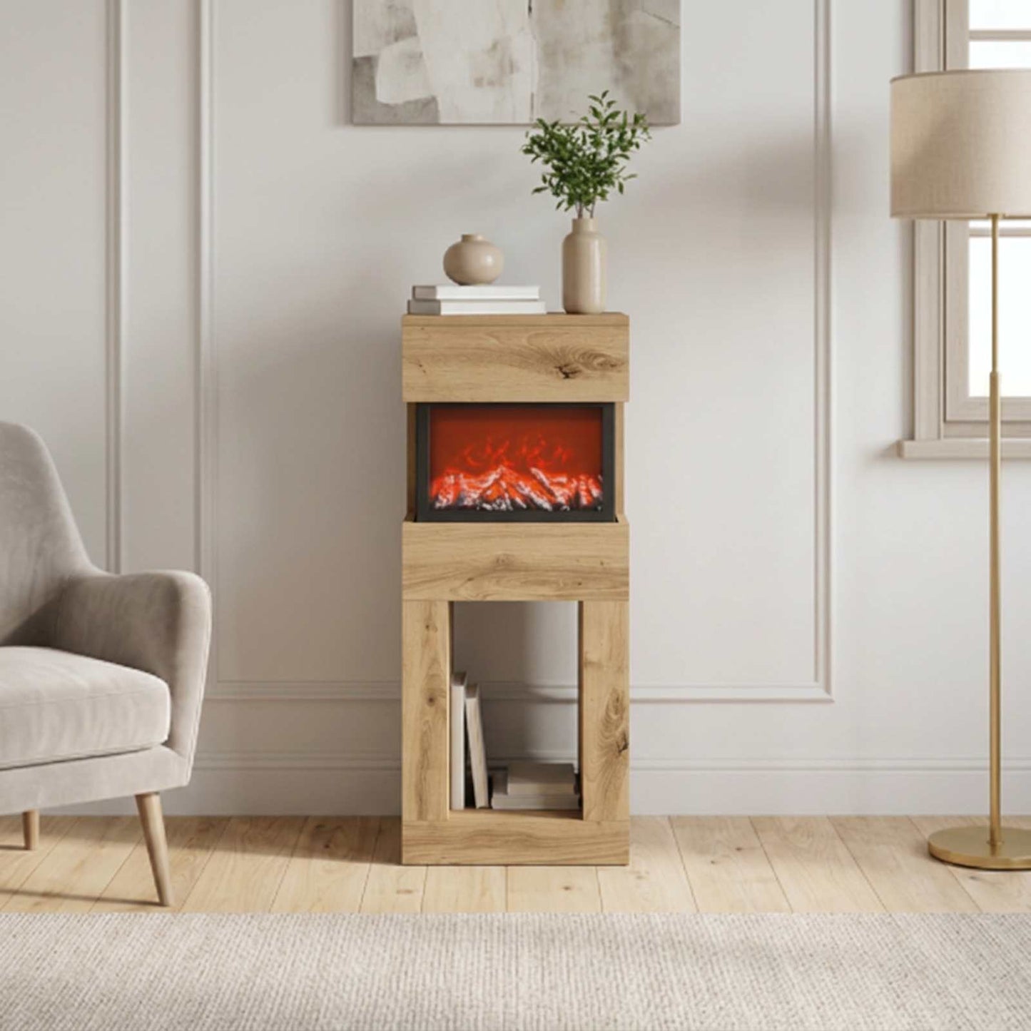 vidaXL Ηλεκτρικό τζάκι Artisan Δρυς 35 x 30 x 86 cm Επεξεργασμένο ξύλο