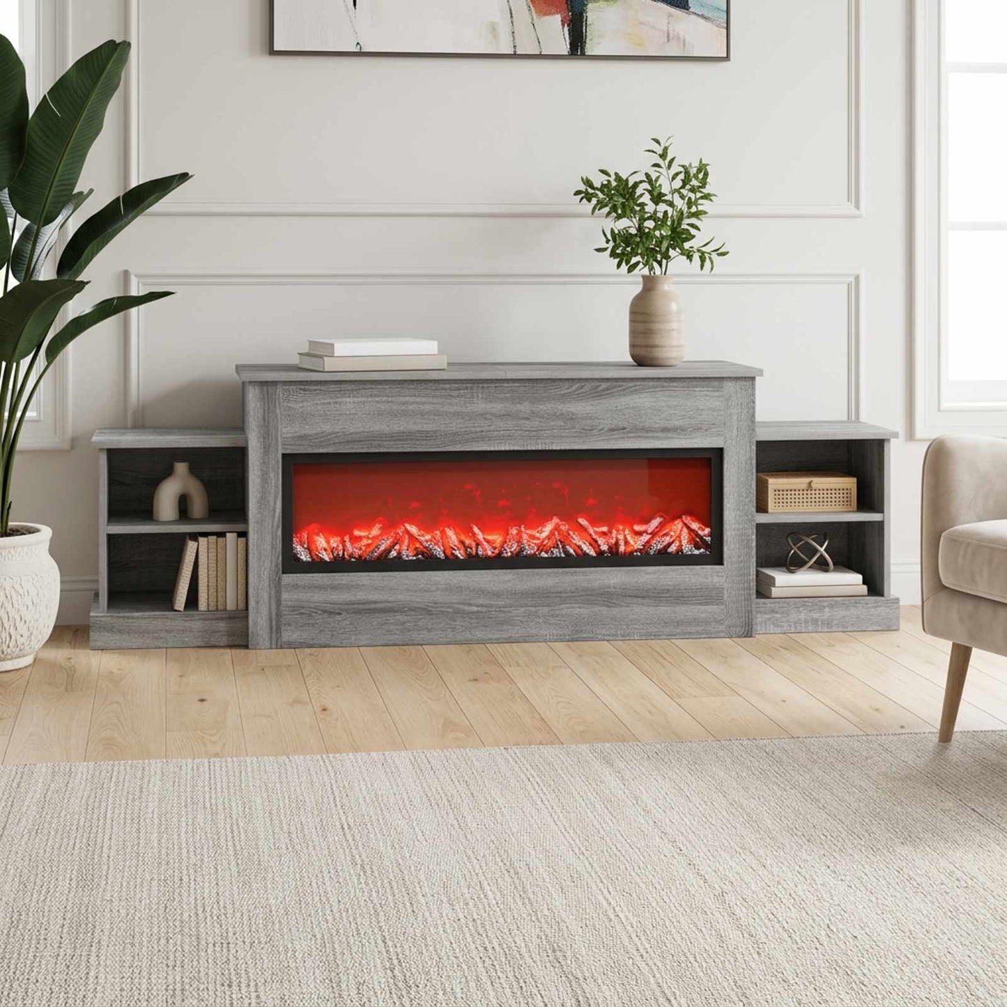 vidaXL Ηλεκτρικό τζάκι Γκρι Sonoma 177 x 30 x 56,5 cm