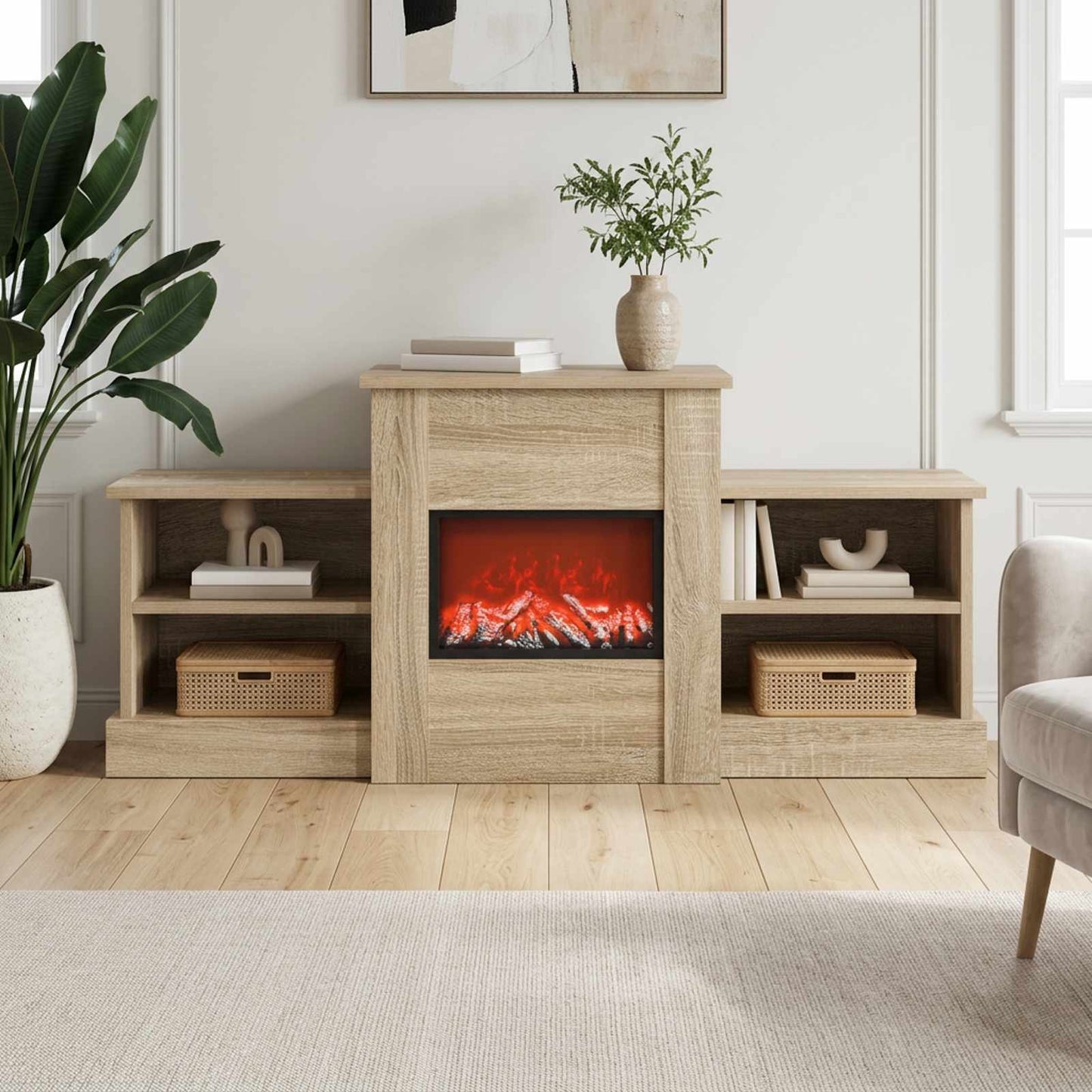 vidaXL Ηλεκτρικό τζάκι Sonoma 110 x 30 x 50 cm Επεξεργασμένο ξύλο