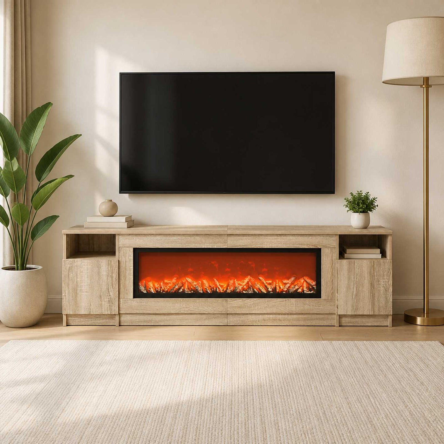 vidaXL Ηλεκτρικό τζάκι Sonoma 165 x 28,5 x 47 cm Επεξεργασμένο ξύλο