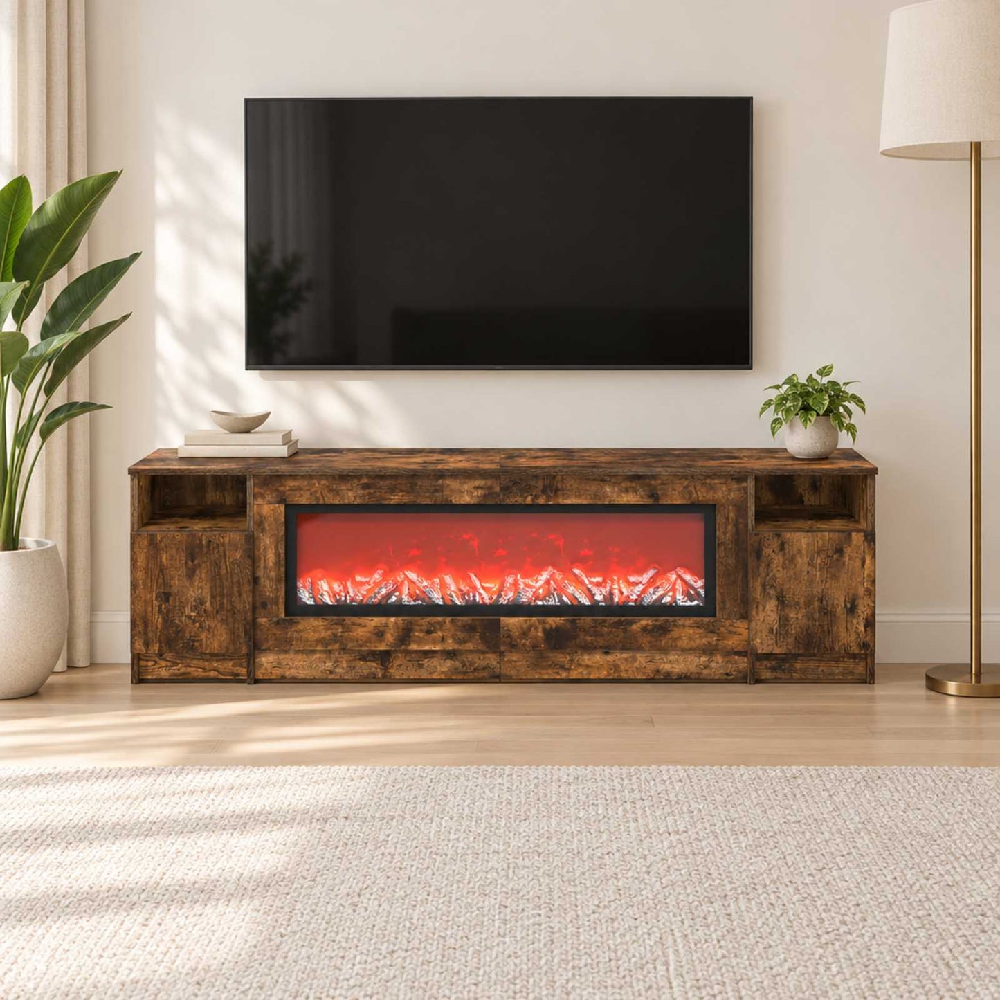 vidaXL Ηλεκτρικό τζάκι Καπνισμένο Ξύλο Δρυός 165 x 28,5 x 47 cm