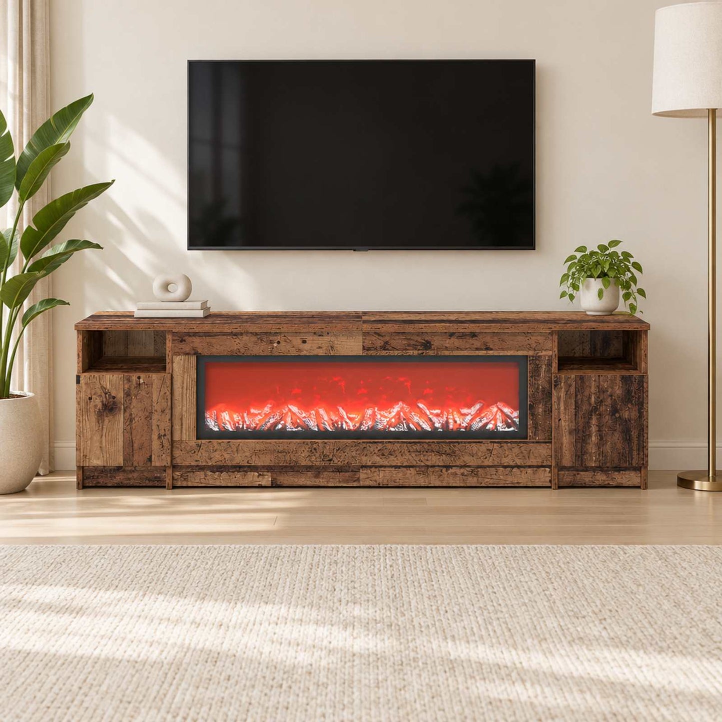 vidaXL Ηλεκτρικό τζάκι Παλαιωμένο ξύλο 165 x 28,5 x 47 cm