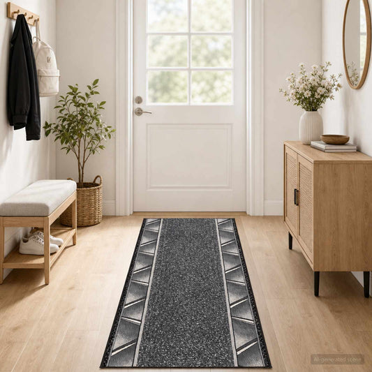 vidaXL Δερμάτινο Χαλί FLORNES Υφαντό Γκρι Διαγώνιος 80 x 200 cm PP