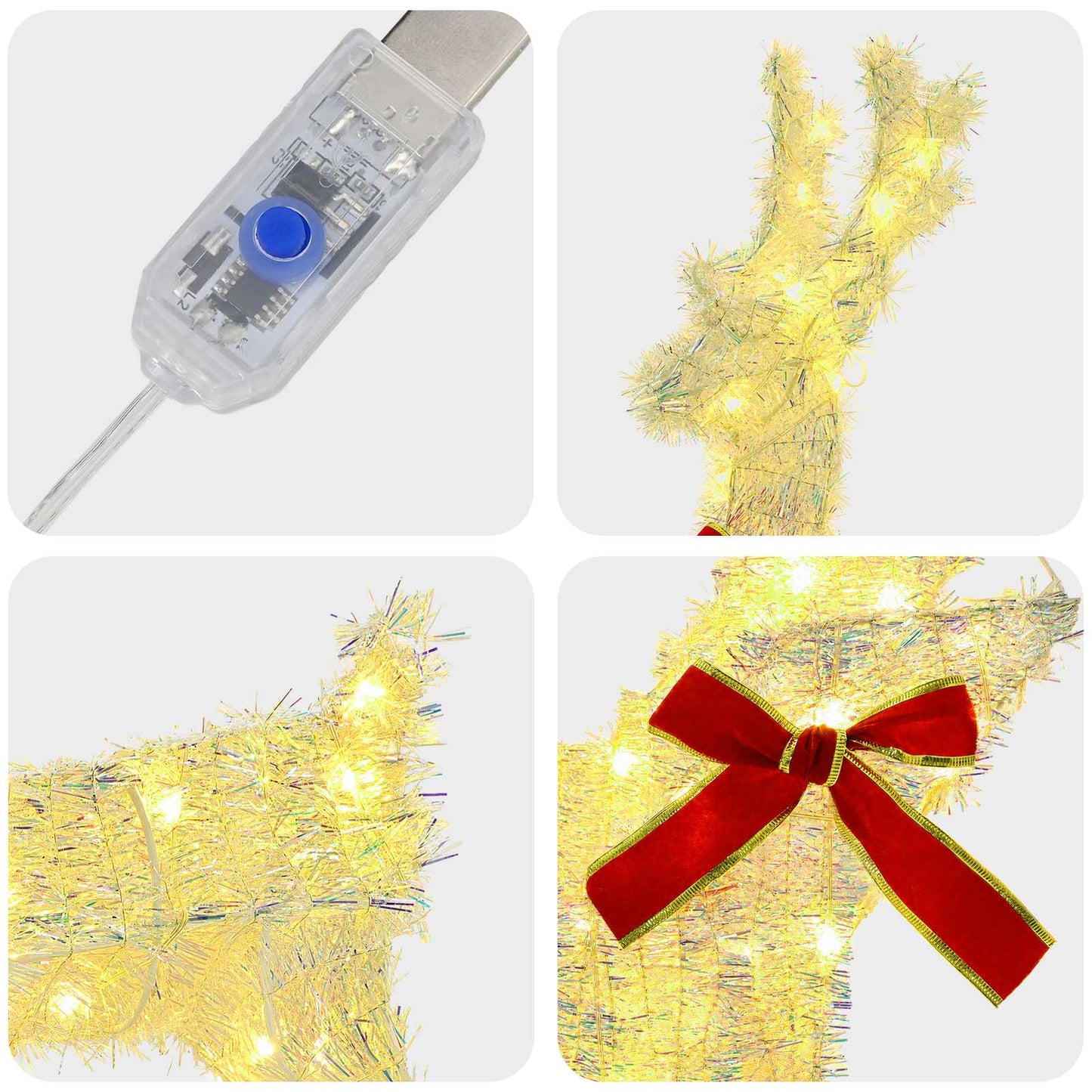 vidaXL Χριστουγεννιάτικος τάρανδος με έλκηθρο 5 τμχ. 240 LED